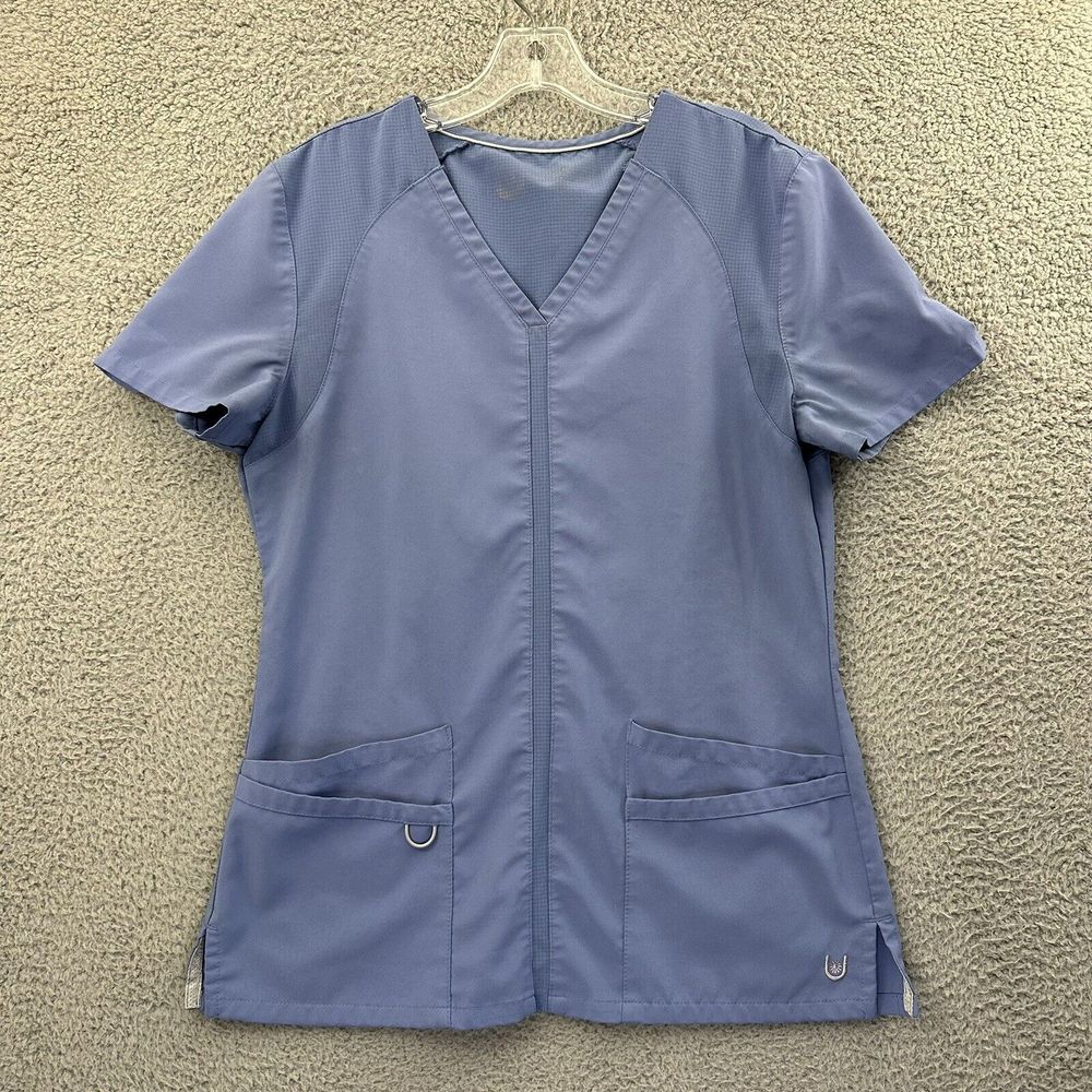 Urbane Performance Scrub Top 4 Pocket Blue Women's Small‎